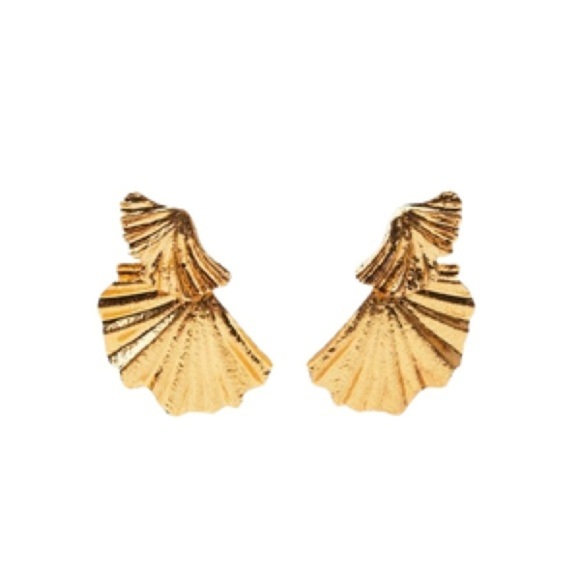 Zara NWT gold fan earrings New without tags - Picture 2 of 7